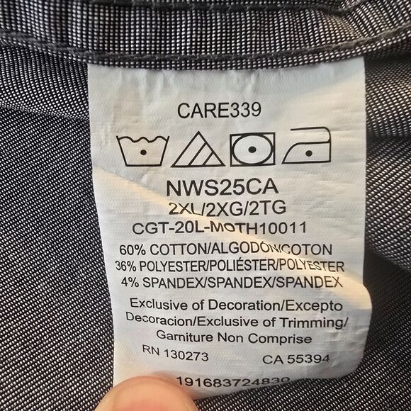 Wrangler Shirt Men's 2XL Gray Long Roll Tab Sleeves Collar Button Down - Picture 6 of 16